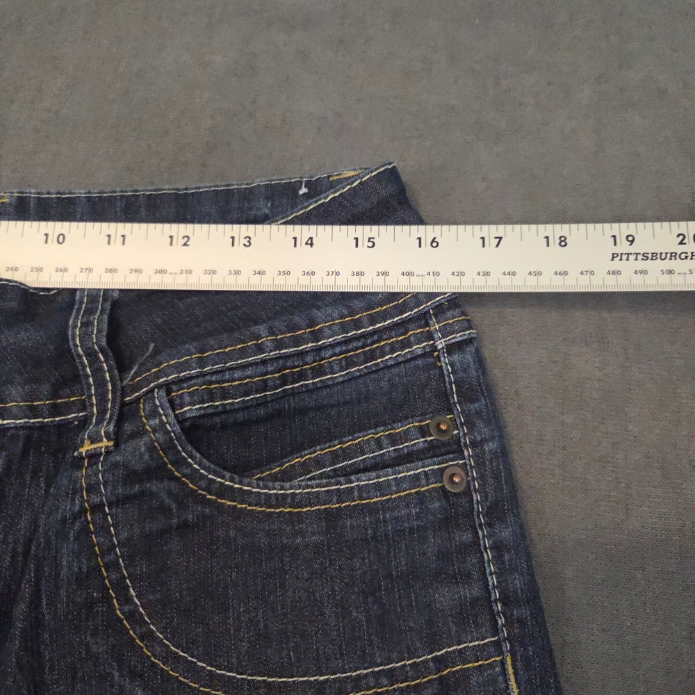 Fashion Bug Straight Leg Jeans Womens 14 Dark High Rise 3 Button Stretch - Picture 3 of 9